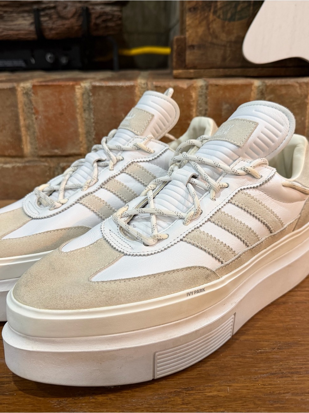 Adidas x beyonce IVY PARK Women's White & Beige Platform Sneakers / size 12